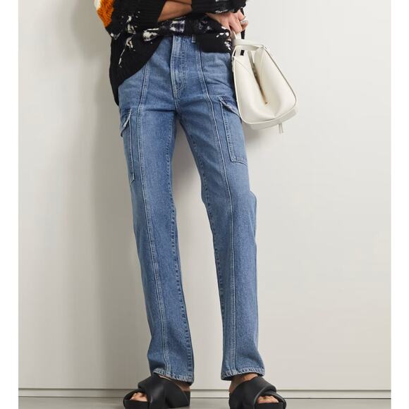 GRLFRND Straight Cargo Jeans SIZE 31 High Rise Slim Business Casual USA $245 NEW - Picture 1 of 12